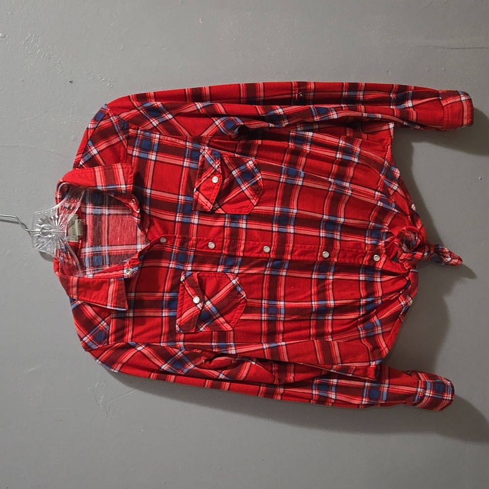 Plaid flannel button down top